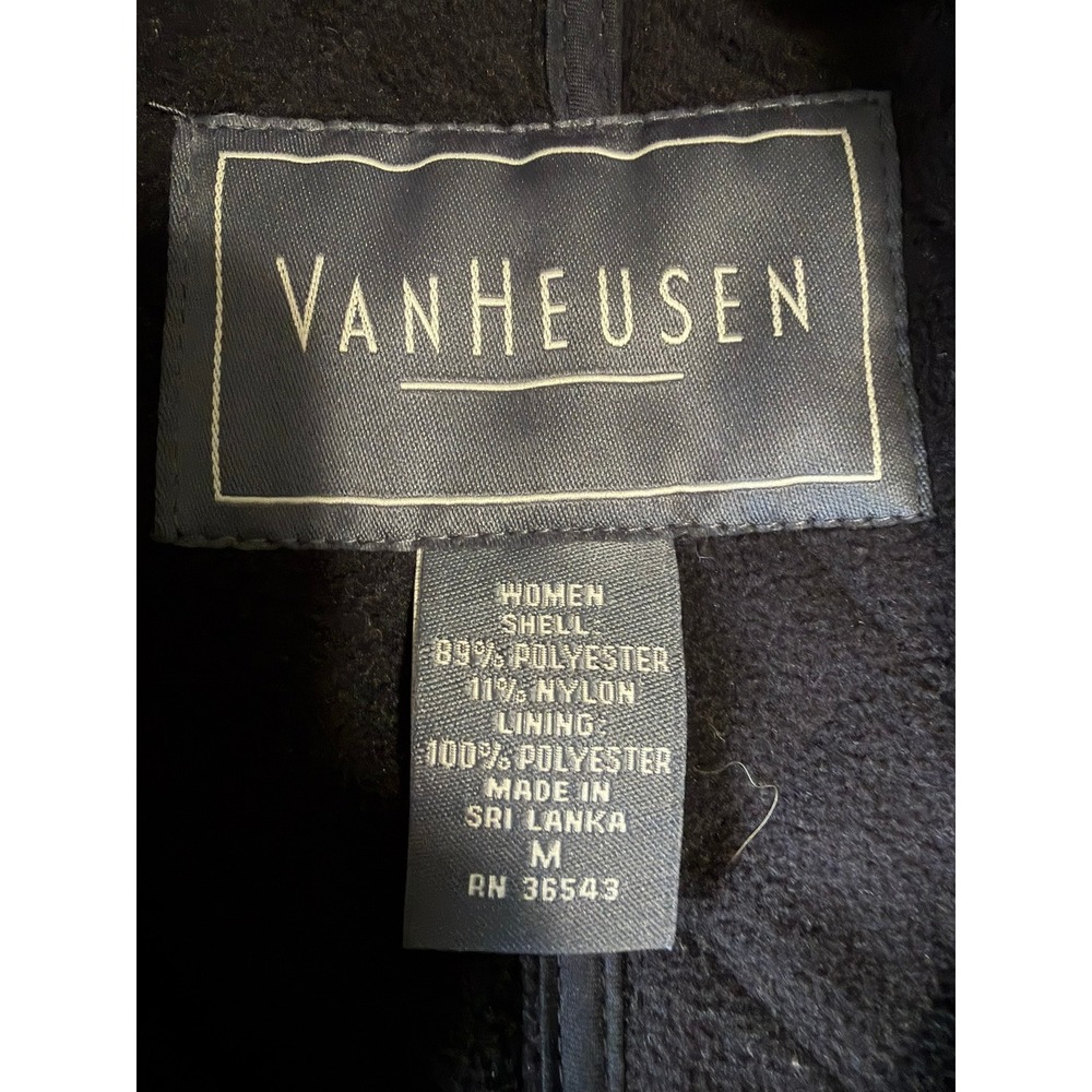 Van Heusen Womens Black Quilted Jacket Fleece Lined Snap Front Medium RN 36543 - Picture 2 of 4